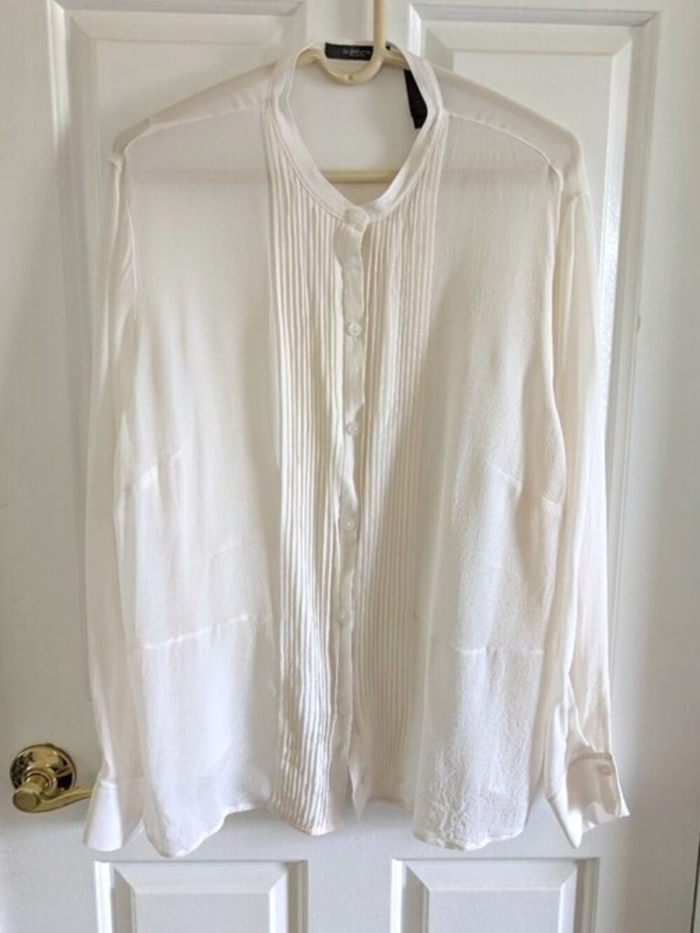 Liz Claiborne White‎ Pleated Front Button-Up Blouse 18W